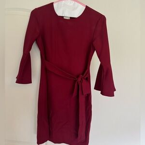Maroon 3/4 Sleeve Dress